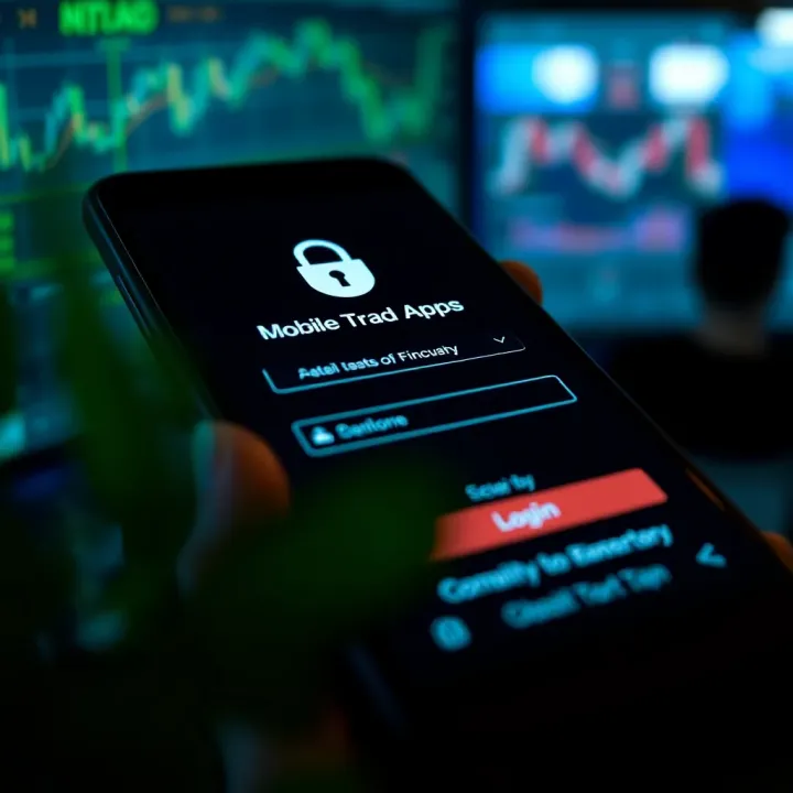 Mobile Trading Platform Highlighting Security Features Secure login screen of a mobile trading platform emphasizing safety features