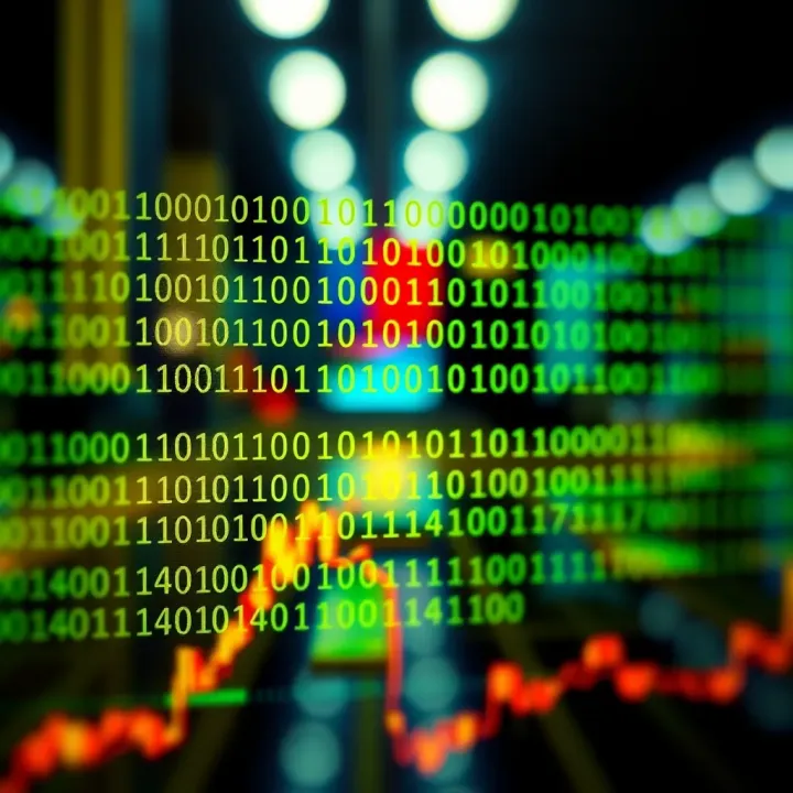Visual representation of binary code applied in digital technology devices