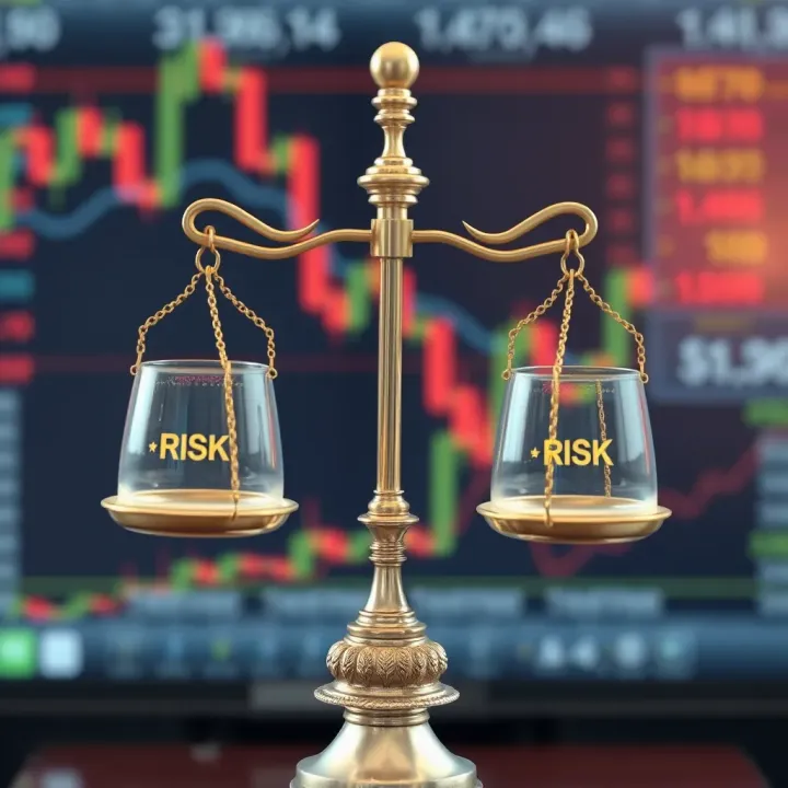 Illustration of risk and reward balance scale symbolizing binary trading decisions
