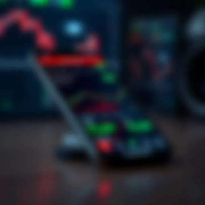 Mobile device displaying a user-friendly trading app interface with charts and market data