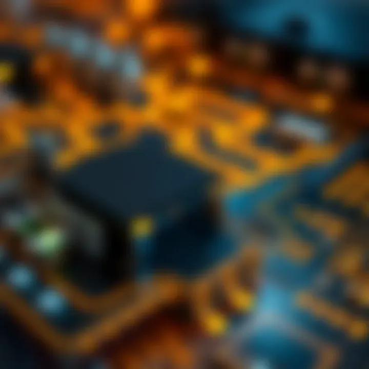 Binary Signals Driving Computing Hardware Circuit board with glowing pathways illustrating binary signals powering computing hardware