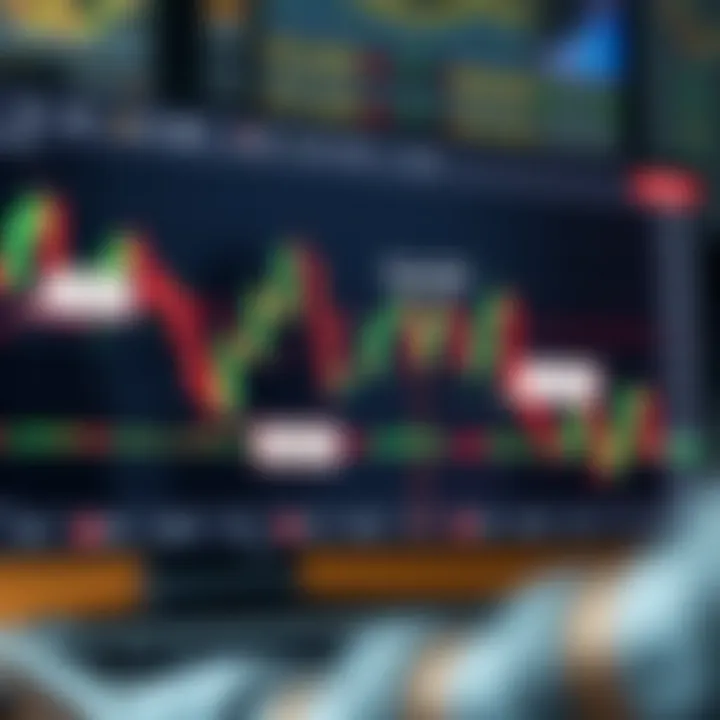 Technical chart featuring candlestick formations with annotations explaining trading signals