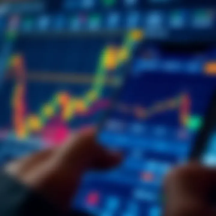 User interface of a crypto trading app displaying market charts and trading options