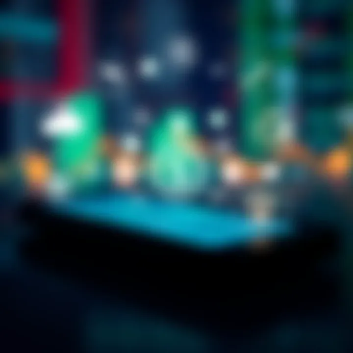 Illustration of a digital mobile device with regulatory compliance icons and forex trading symbols surrounding it