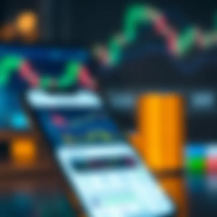 Mobile phone displaying a user-friendly online trading app interface with charts and financial data