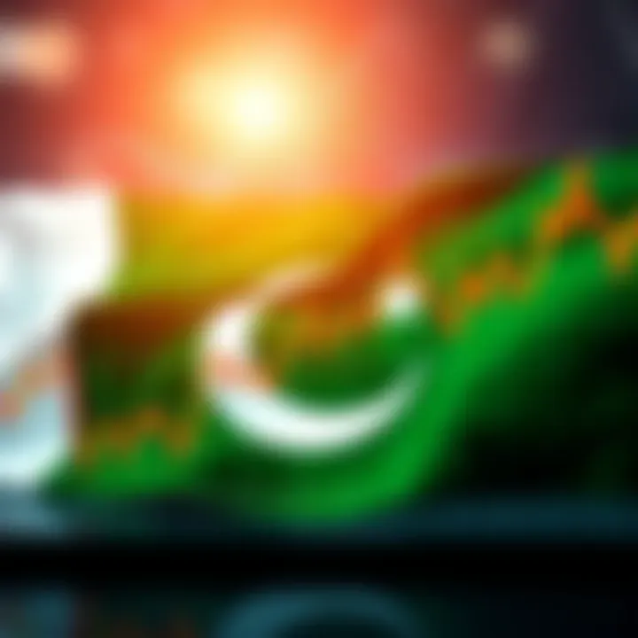 Graph depicting cryptocurrency price trends with Pakistani flag colors in the background