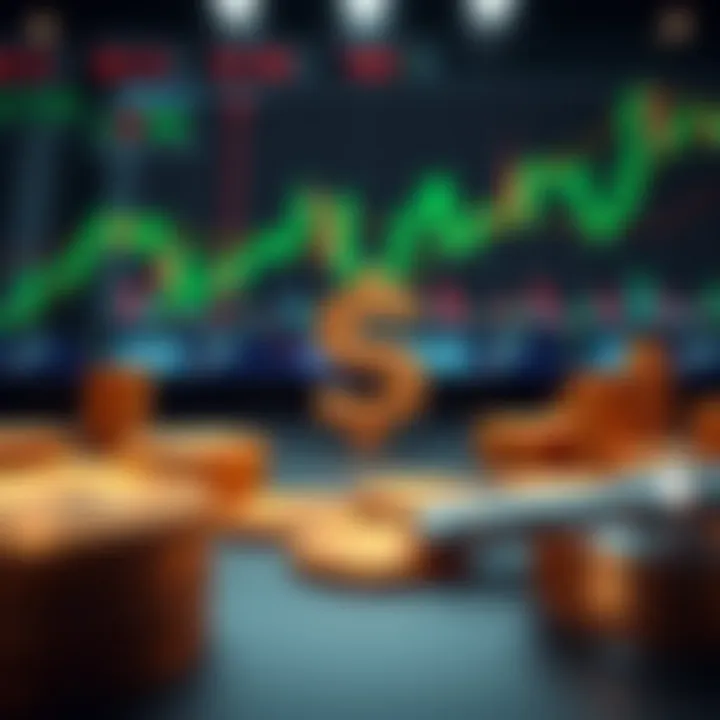 Illustration of currency symbols and virtual trading tools symbolizing risk-free practice in forex trading