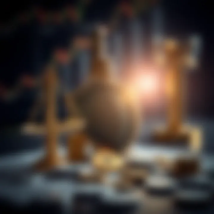 Concept of risk management with symbols of balance, shield, and financial growth in trading