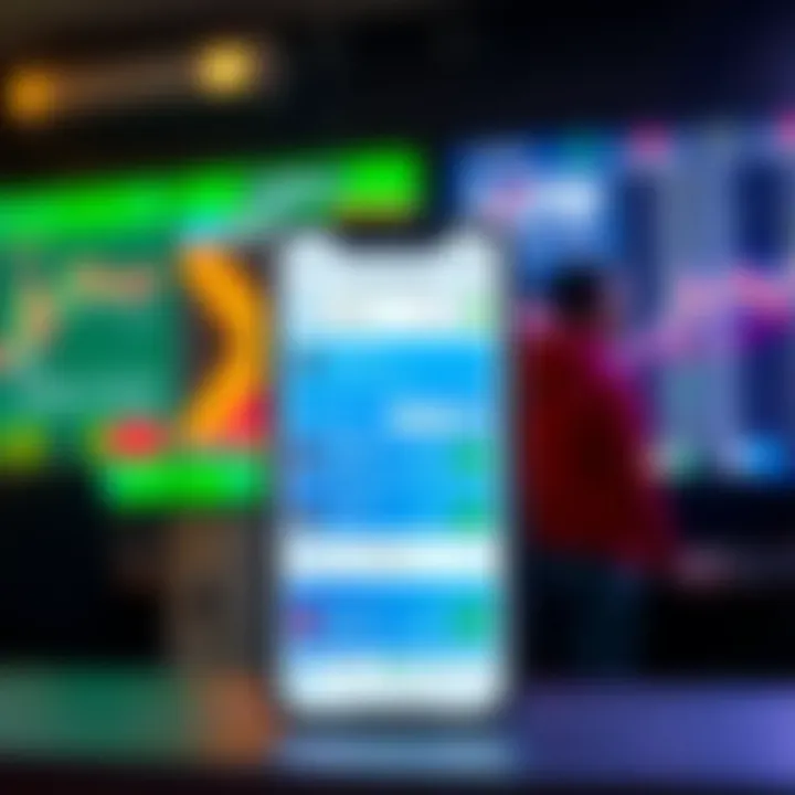 Illustration of a mobile device showcasing zero investment trading options and user-friendly features