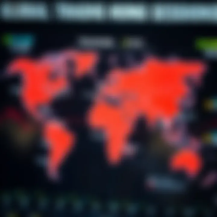 Global forex trading sessions map showing major financial centers and their active hours