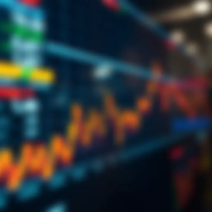 Graph showing currency exchange rate fluctuations in the forex market