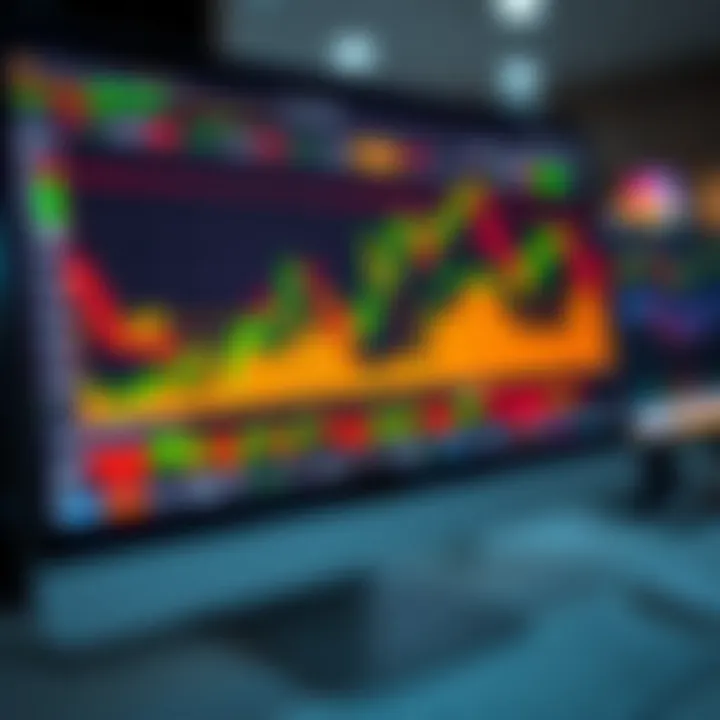 Forex Trading Platform with Live Market Data Computer screen displaying forex trading platform with charts and data