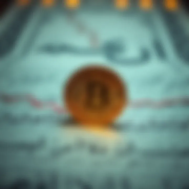 Islamic calligraphy with a digital cryptocurrency coin symbolizing the intersection of Islamic law and crypto trading