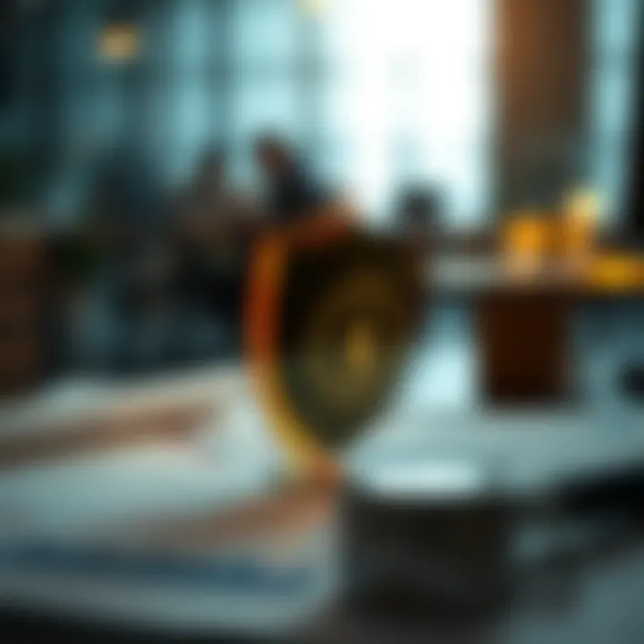 Risk Management Enhancing Financial Resilience and Compliance Illustration of a secure shield protecting financial charts and documents symbolizing resilience and regulatory compliance in organizations