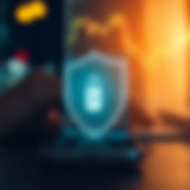 Security shield symbol overlaying smartphone representing secure forex trading practices