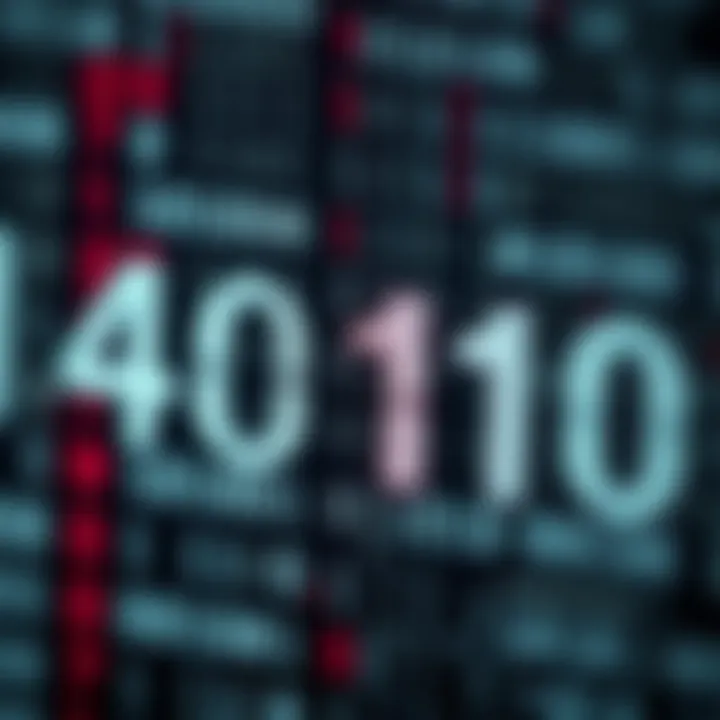 Visual representation of binary number system alongside ASCII symbols