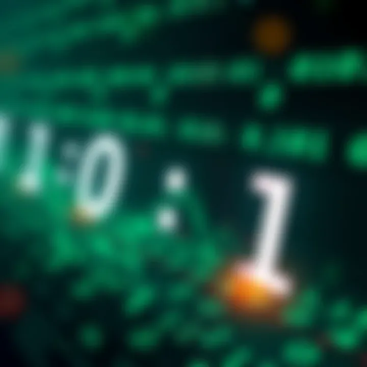 Illustration showing binary digits zero and one representing data signals