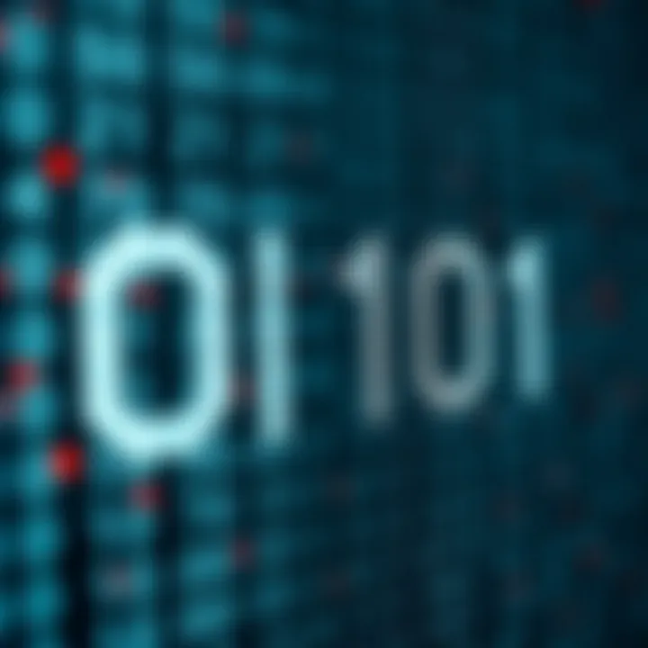 Visual representation of binary digits composed of zeros and ones forming a digital pattern