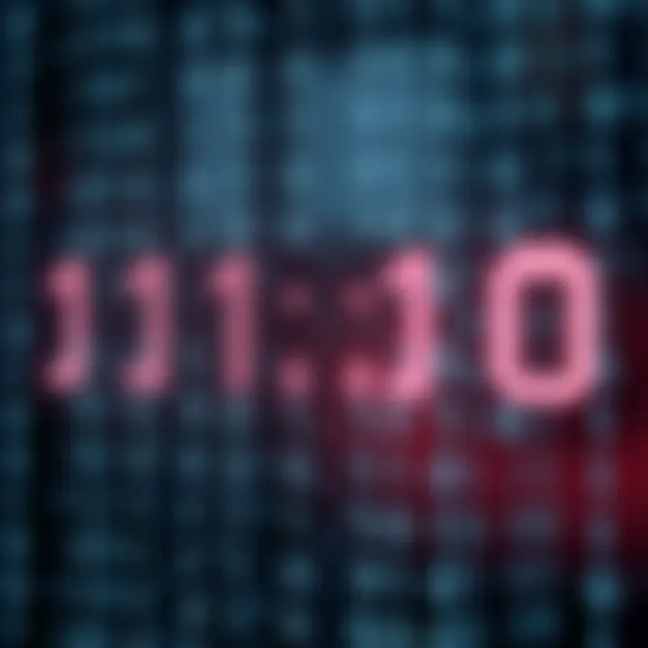 Diagram illustrating the binary number system with bits representing on and off states