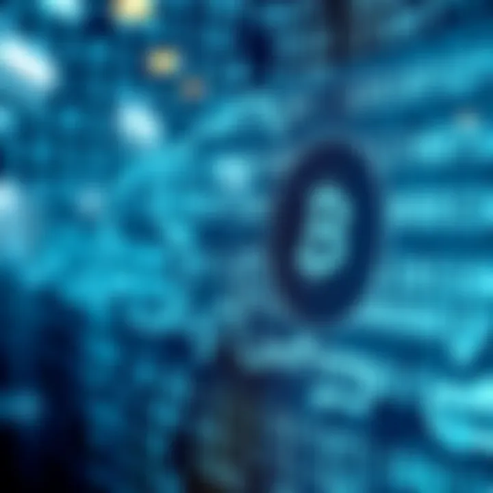 Conceptual representation of binary code flowing through a digital network symbolizing computing technology