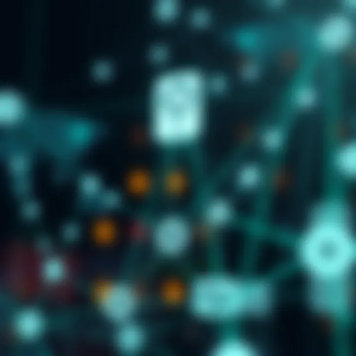 Illustration of communication network with data signals connecting devices