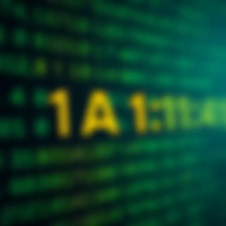 Diagram showing the hexadecimal digits and their corresponding binary groups