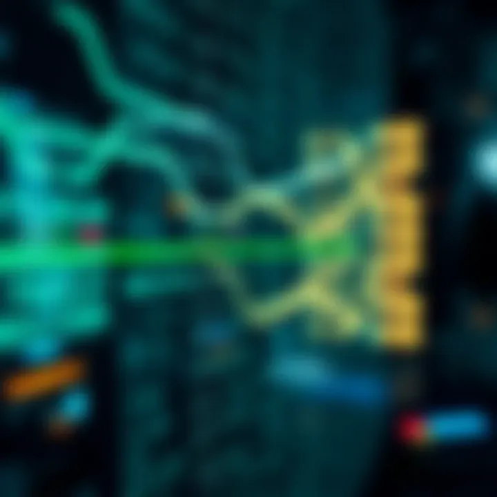 Visual showing the flow of binary code through a computer system highlighting digital communication