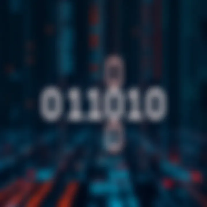 Diagram illustrating binary digits representing computer data