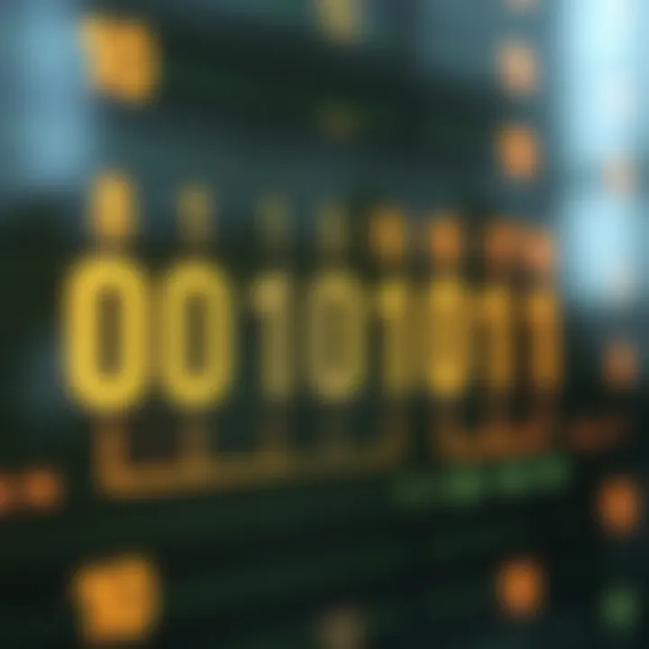 Diagram illustrating binary digits representing values in base-2 system