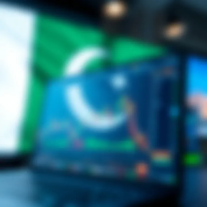 Digital interface displaying binary options trading charts and financial data with Pakistani flag in background
