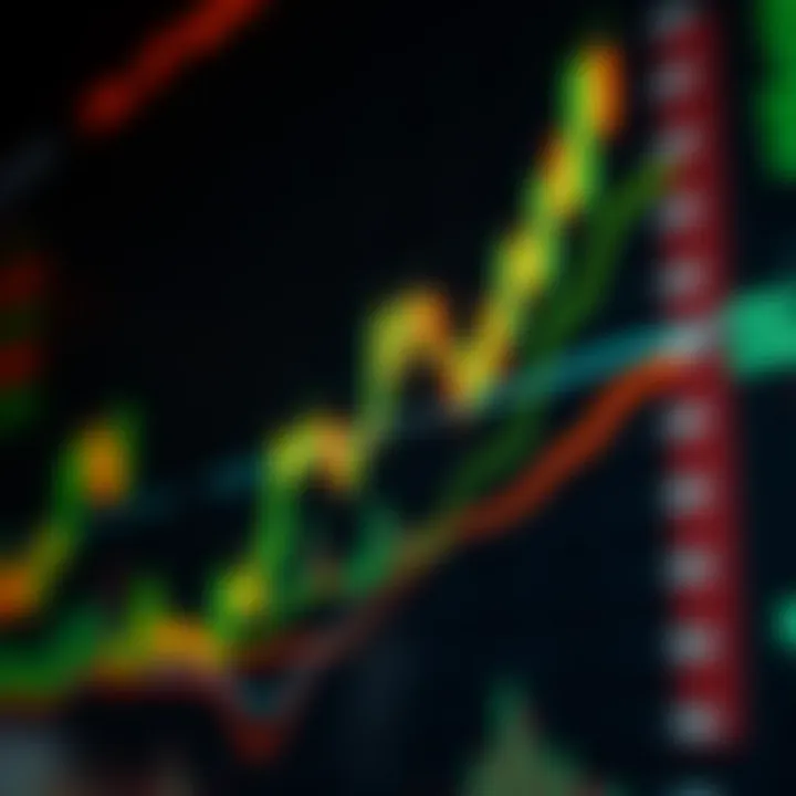 Illustration of basic cryptocurrency candlestick chart showing price movements and trend indicators