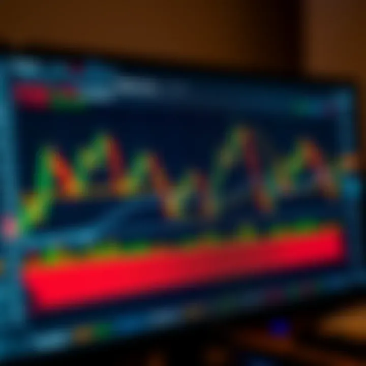 Detailed illustration of common cryptocurrency chart patterns like head and shoulders and double tops on a trading screen
