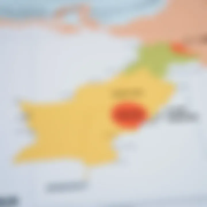 Disaster Vulnerability Map of Pakistan Map highlighting areas vulnerable to different types of disasters in Pakistan with labels indicating flood, earthquake, and drought zones