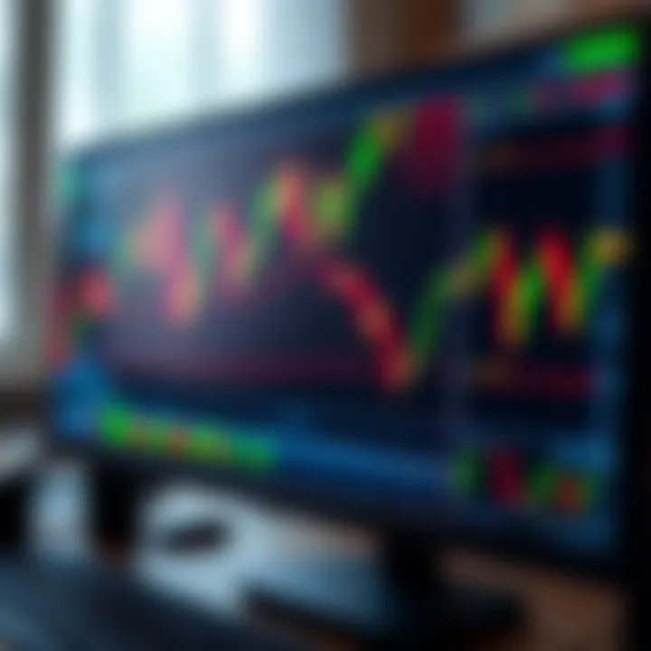 Concept of financial trading with digital binary options on a computer screen
