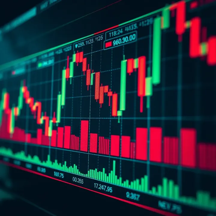 Chart displaying bullish and bearish candlestick patterns indicating market trends