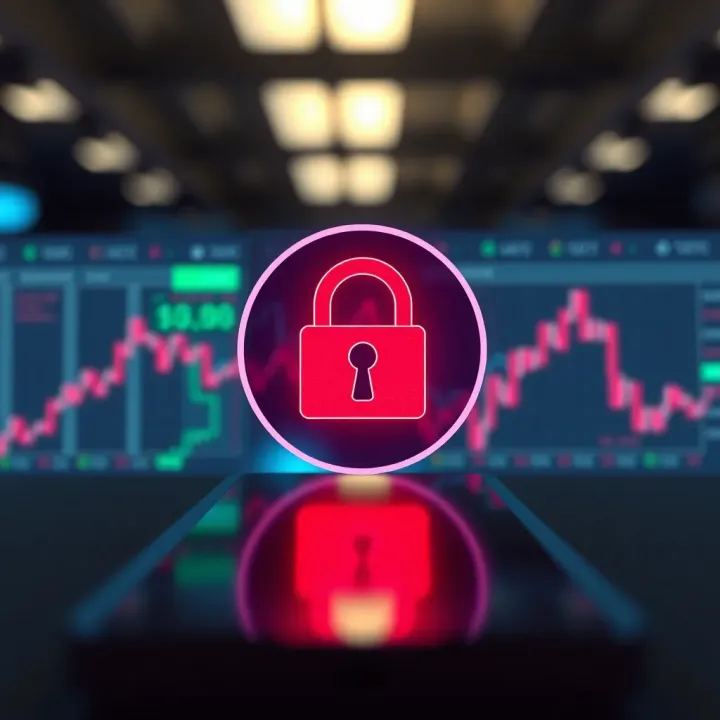 Secure online trading app with padlock symbol representing strong security and data protection