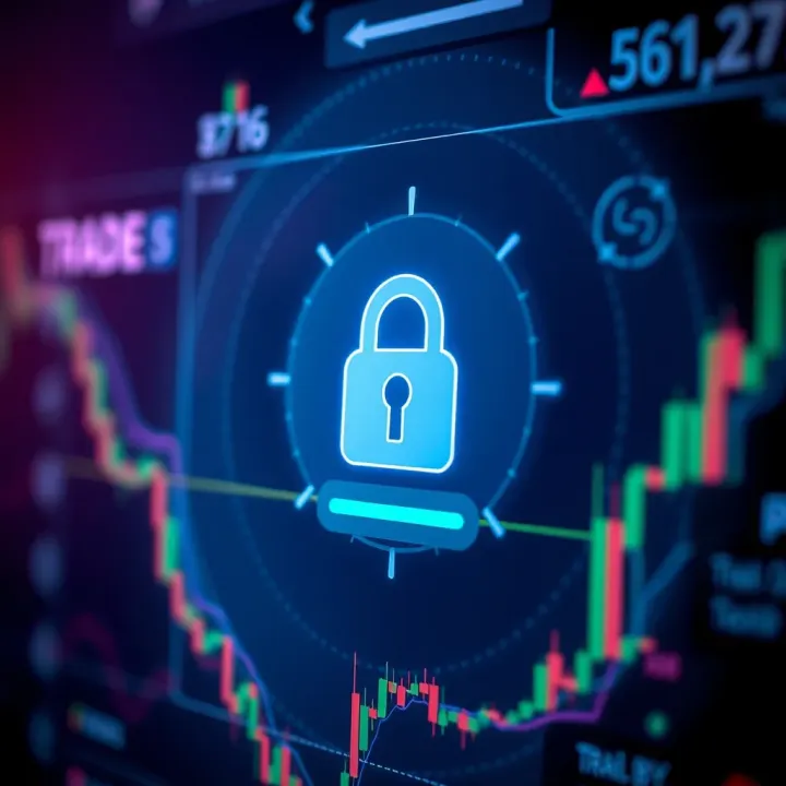 Ensuring Security and Trust in Trading Applications Secure trading app interface with lock icon representing data protection and user security