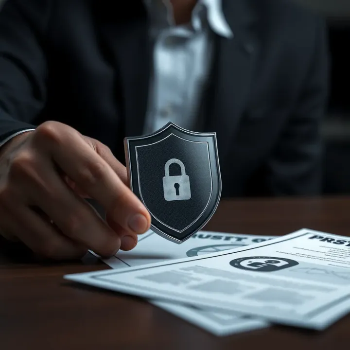 Conceptual graphic showing security shield and regulatory documents representing trustworthy binary options brokers