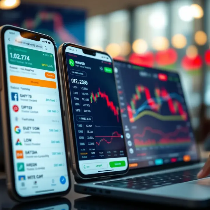 User interface showing different stock trading options and real-time market data