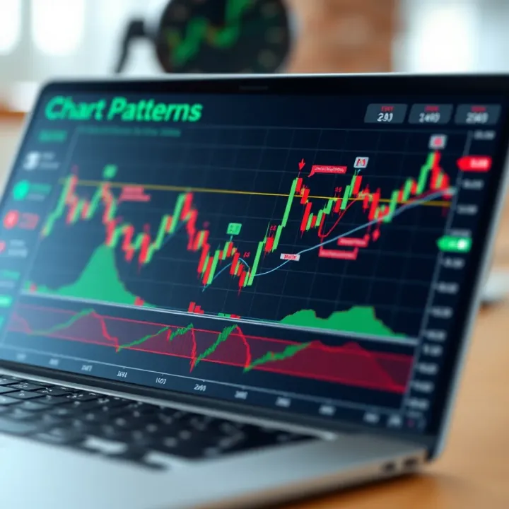Illustration of various technical chart patterns used in trading analysis