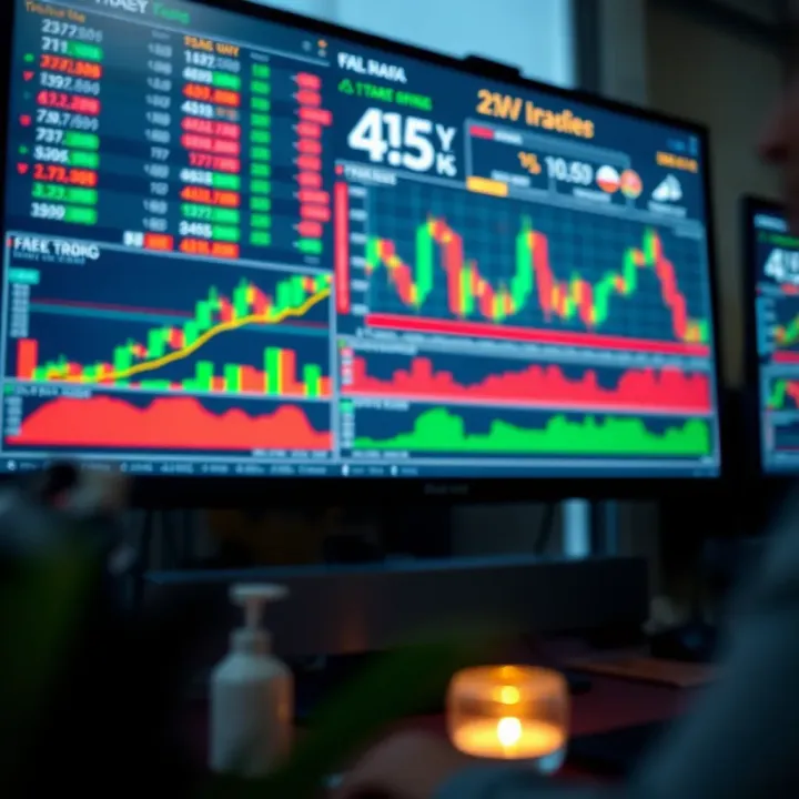 Overview of Forex Trading Educational Content Illustration of a digital screen displaying forex trading charts and educational content