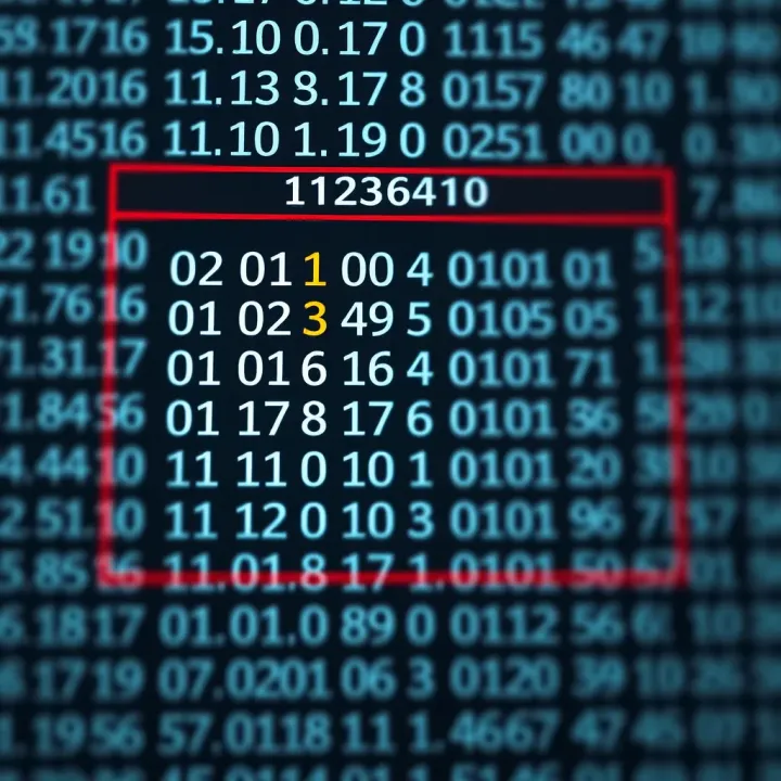 Illustration showing the relationship between hexadecimal digits and their equivalent binary groups