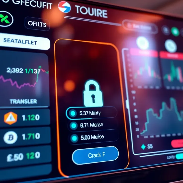 Secure digital wallet interface showing cryptocurrency transaction options with security icons