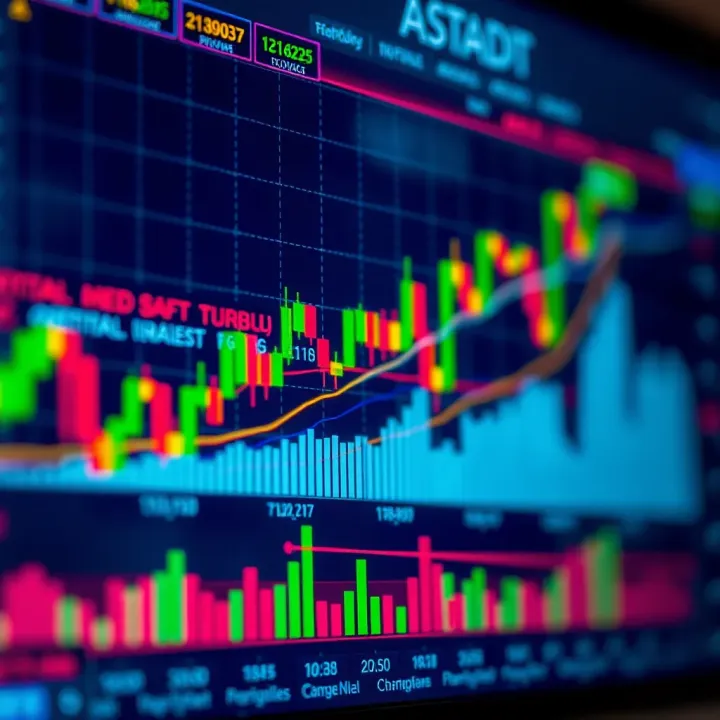 Chart displaying upward and downward trends with technical indicators for binary options trading