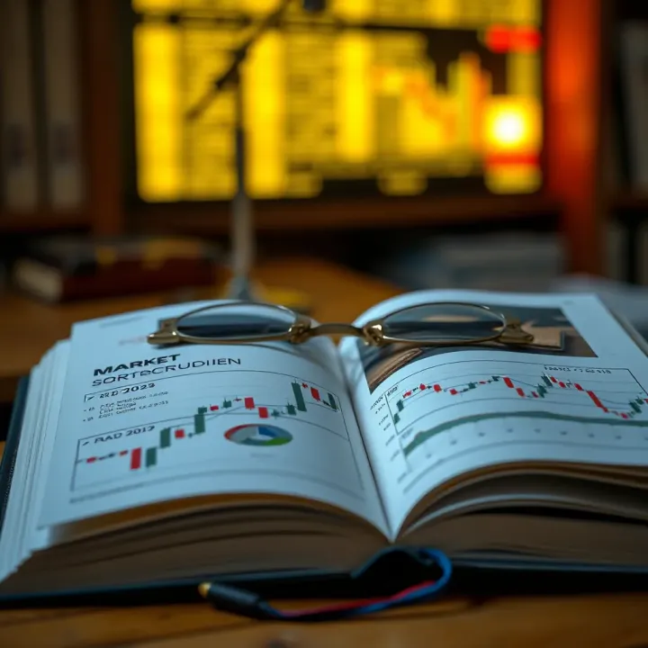 Open book displaying forex charts and market analysis