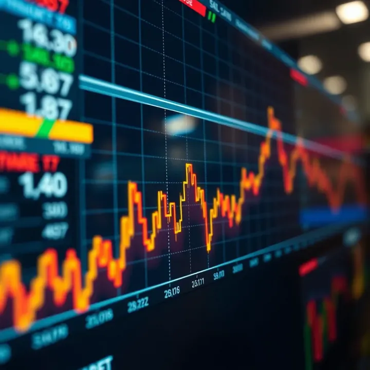Graph showing currency exchange rate fluctuations in the forex market