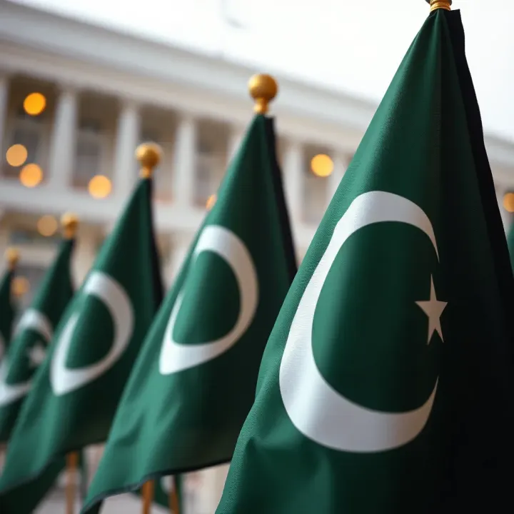 Pakistani flags with currency symbols representing foreign exchange trading