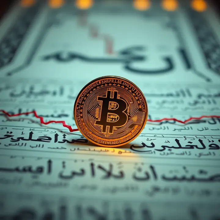 Islamic Law and Cryptocurrency Trading Islamic calligraphy with a digital cryptocurrency coin symbolizing the intersection of Islamic law and crypto trading