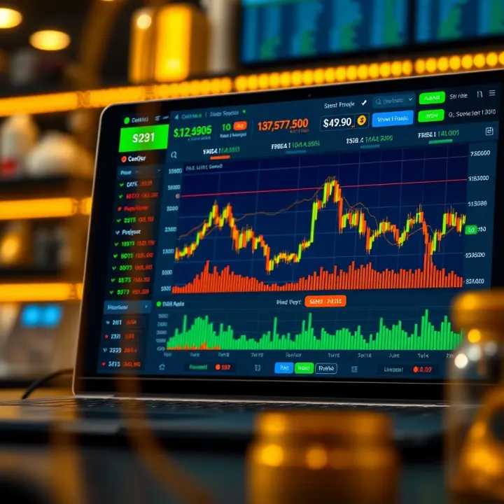 Live Gold Trading Platform Interface for Pakistani Market Interactive digital platform displaying live gold price charts and trading options tailored for Pakistani investors