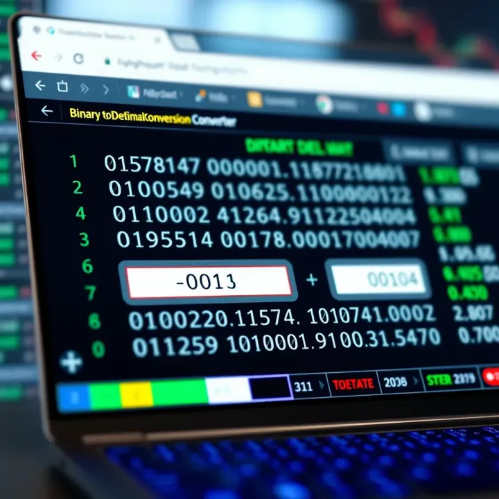 Screenshot of an online converter tool displaying binary input and decimal output fields